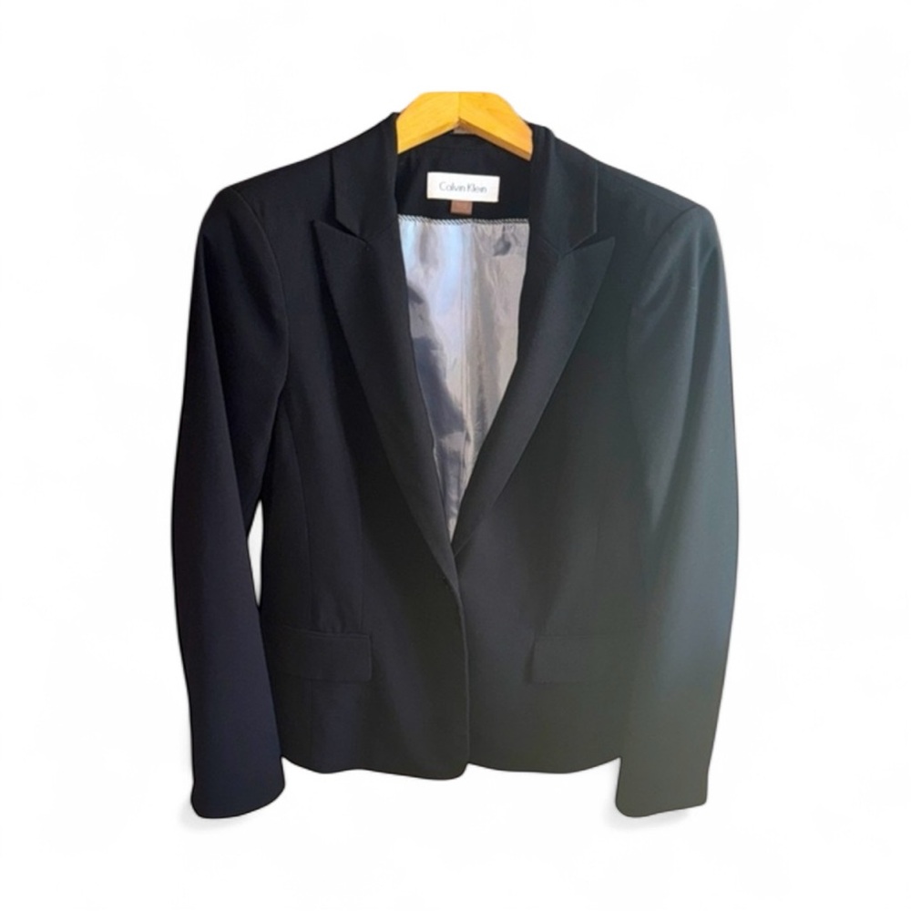 Calvin Klein Women's Size 12 Classic Black Suit Jacket Professional Boss Lady